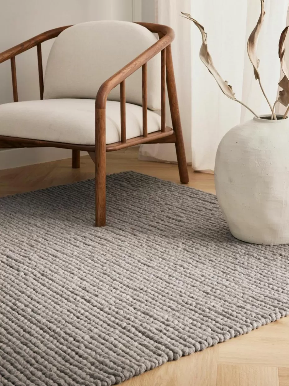 Rechteckige Teppiche-Westwing Collection Wollteppich Bruna mit geflochtener Struktur Greige