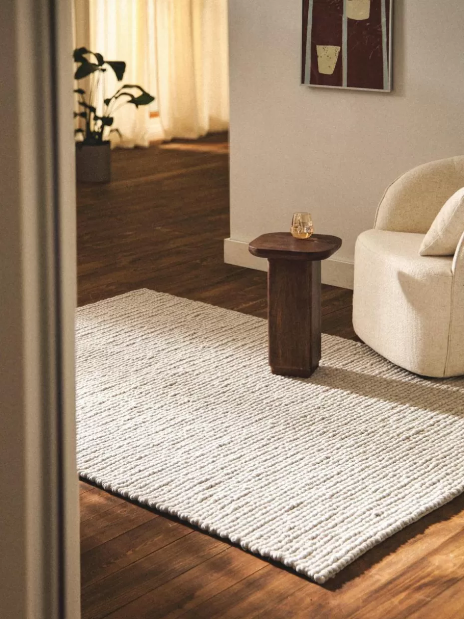 Rechteckige Teppiche-Westwing Collection Wollteppich Bruna mit geflochtener Struktur Hellbeige
