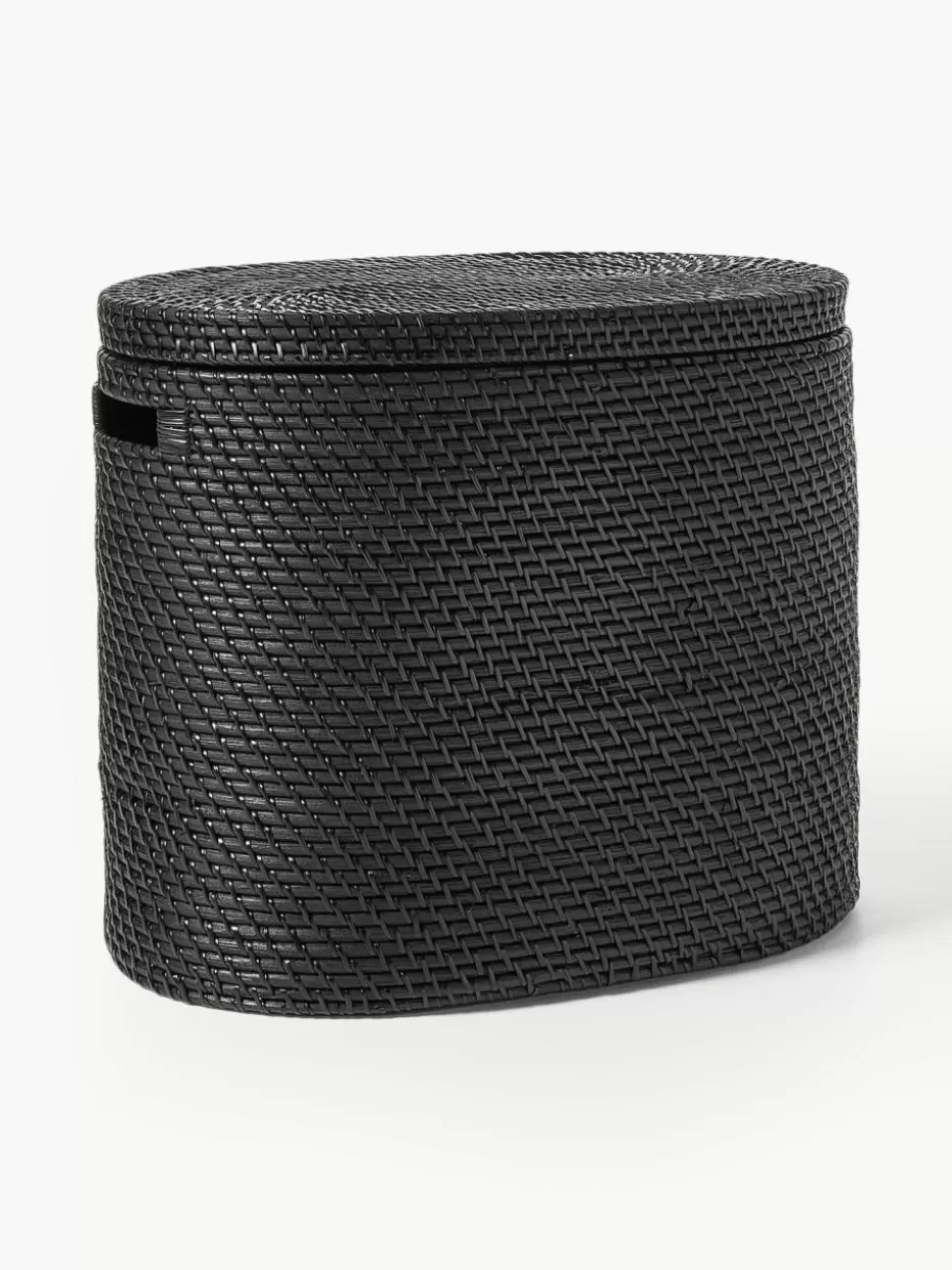Wäschekörbe-Westwing Collection Wäschekorb Lurdes mit Deckel Schwarz