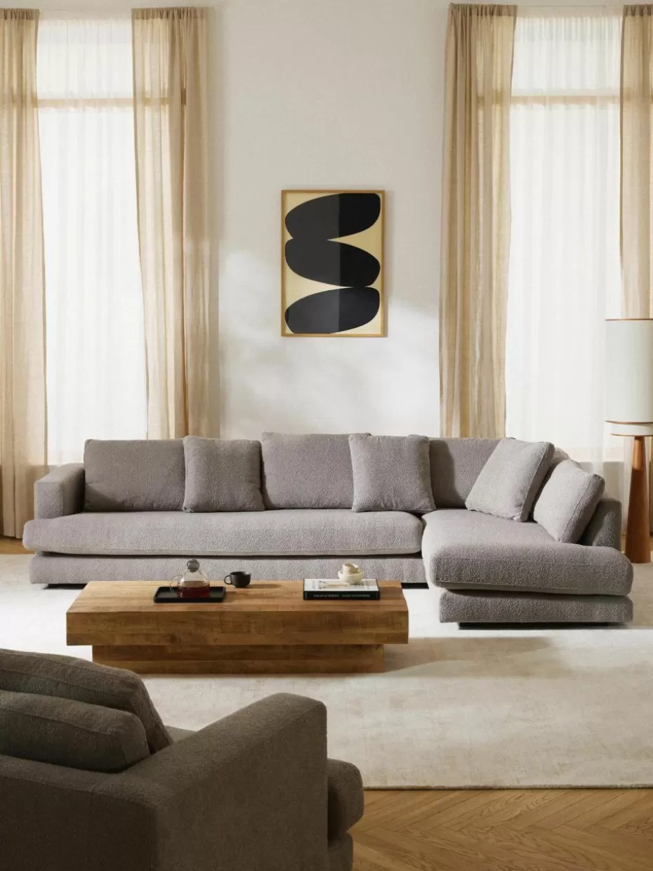 Sofas | Sofaserien-Westwing Collection XL Bouclé-Ecksofa Tribeca Bouclé Grau