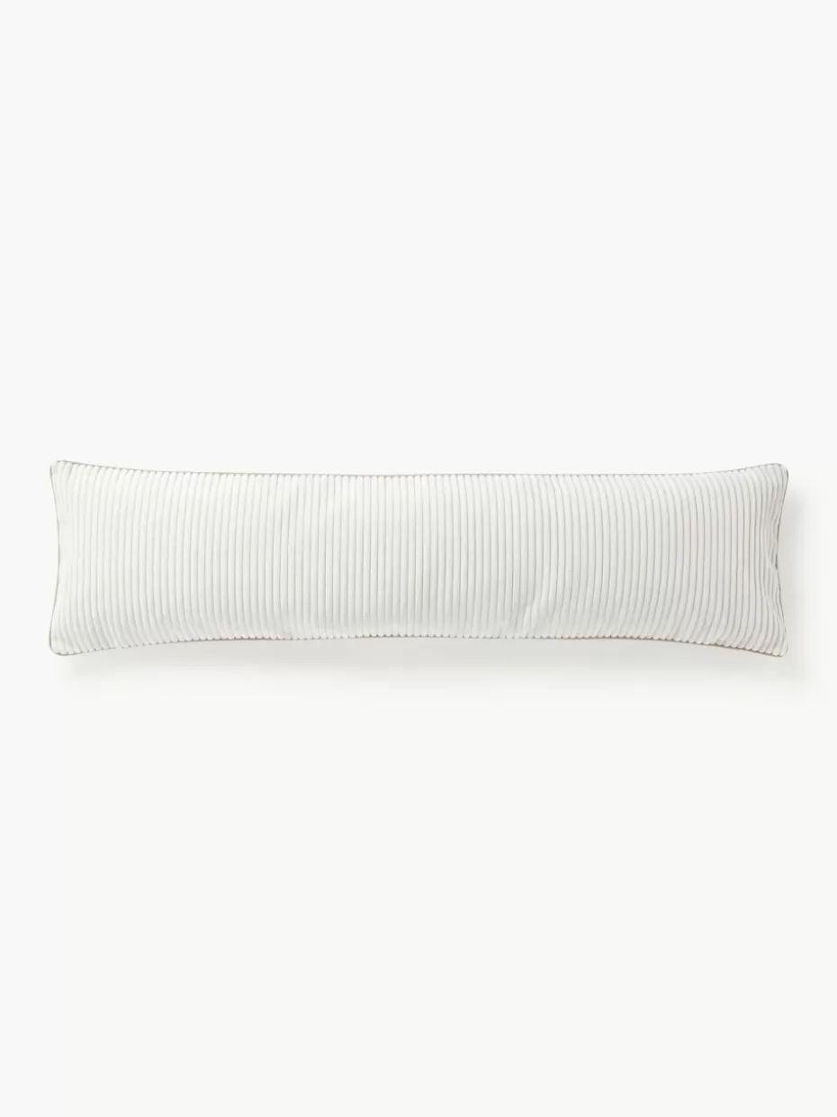 Dekokissen-Westwing Collection XL Kissen Kylen aus Cord Off White, Hellbeige