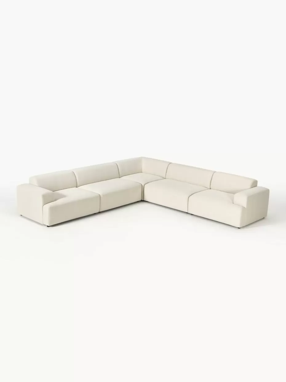 Sofas | Sofaserien-Westwing Collection XL-Ecksofa Melva Webstoff Off White