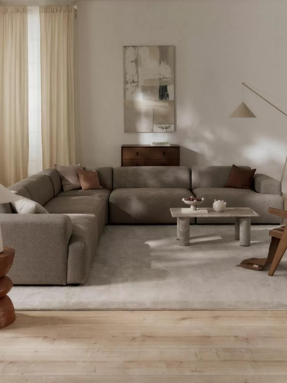 Sofas | Sofaserien-Westwing Collection XL-Ecksofa Melva Webstoff Greige