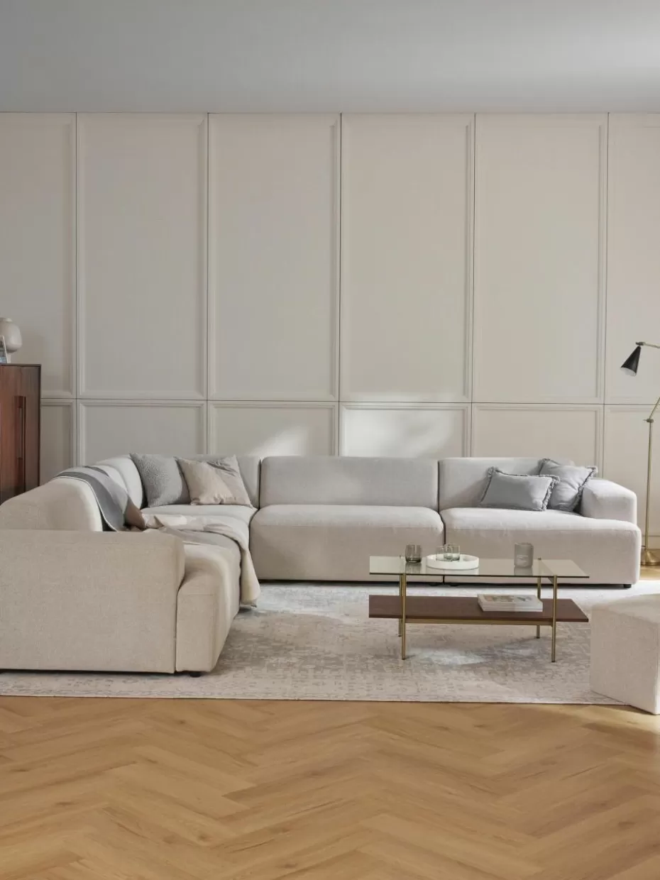 Sofas | Sofaserien-Westwing Collection XL-Ecksofa Melva Webstoff Hellbeige