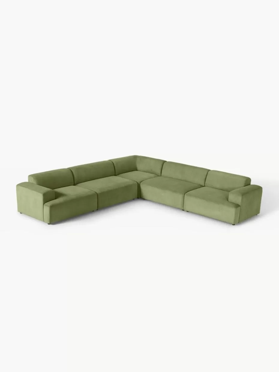Sofas | Sofaserien-Westwing Collection XL-Ecksofa Melva aus Cord Cord Olivgrün