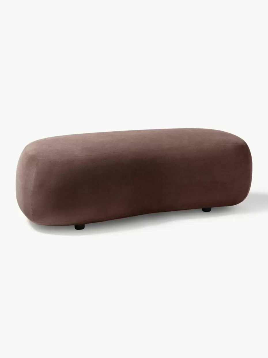 Hocker | Sofaserien-Westwing Collection XL-Hocker Alba Webstoff Dunkelbraun