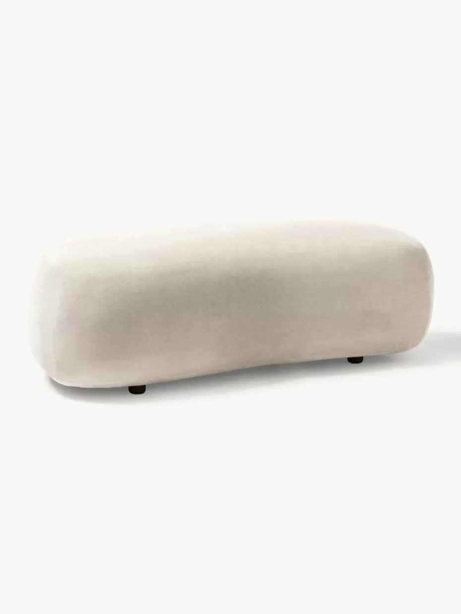 Hocker | Sofaserien-Westwing Collection XL-Hocker Alba Webstoff Cremeweiß