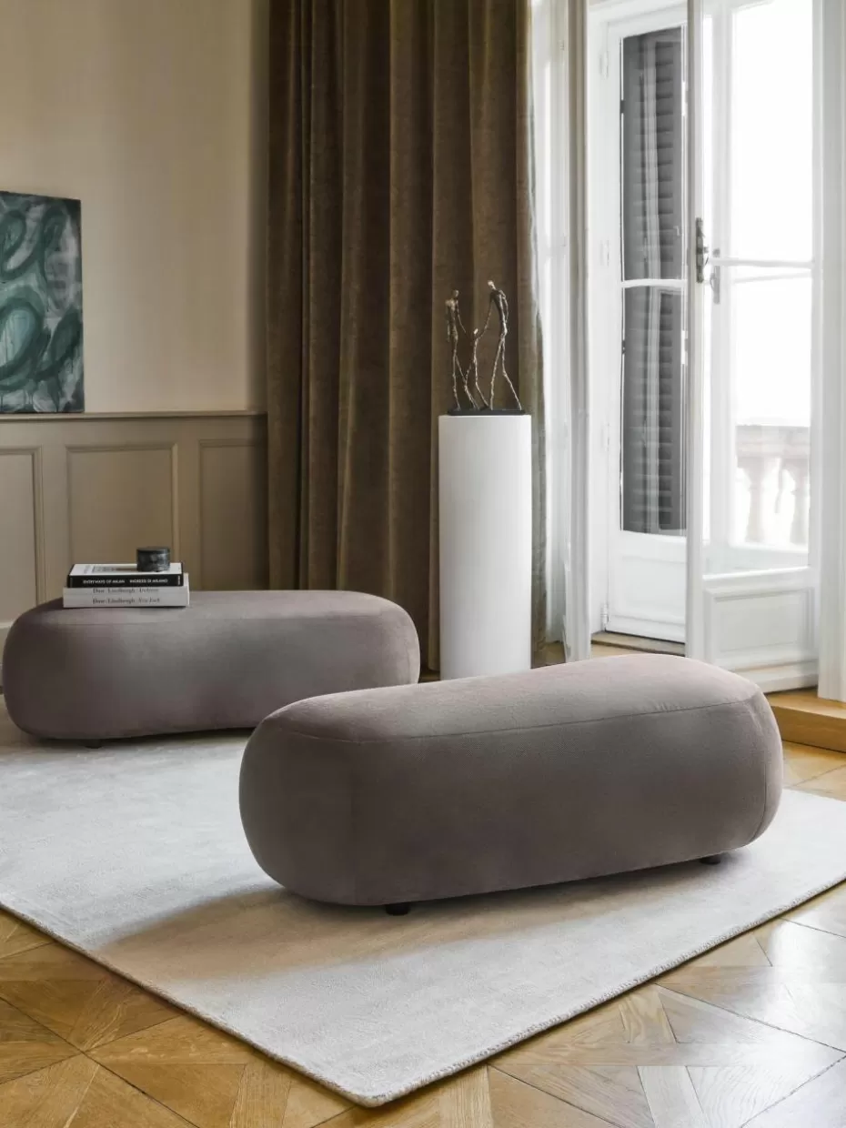 Hocker | Sofaserien-Westwing Collection XL-Hocker Alba Webstoff Taupe