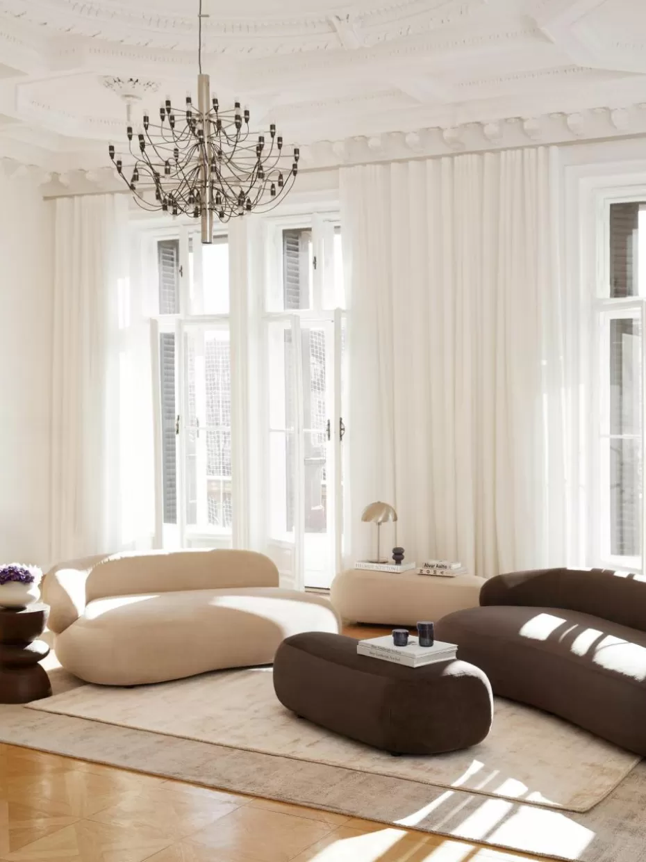 Hocker | Sofaserien-Westwing Collection XL-Hocker Alba Webstoff Dunkelbraun