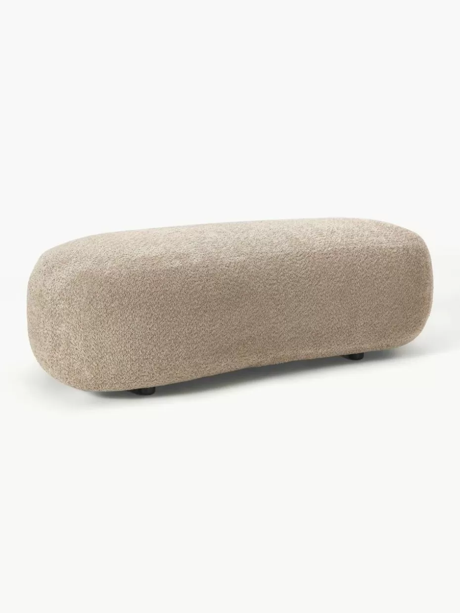 Hocker | Sofaserien-Westwing Collection XL-Hocker Alba aus Teddy-Bouclé Teddy-Bouclé Beige