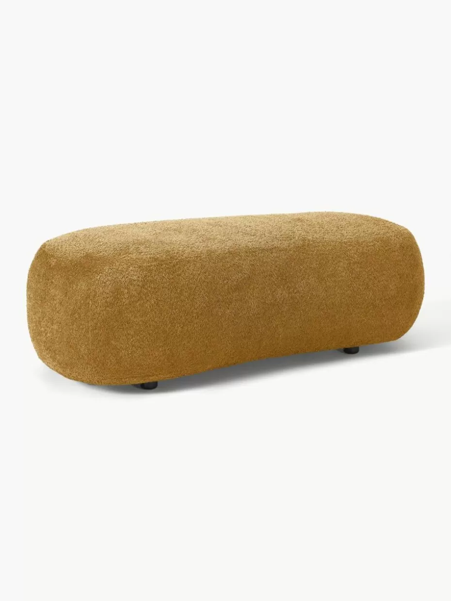 Hocker | Sofaserien-Westwing Collection XL-Hocker Alba aus Teddy-Bouclé Teddy-Bouclé Ocker