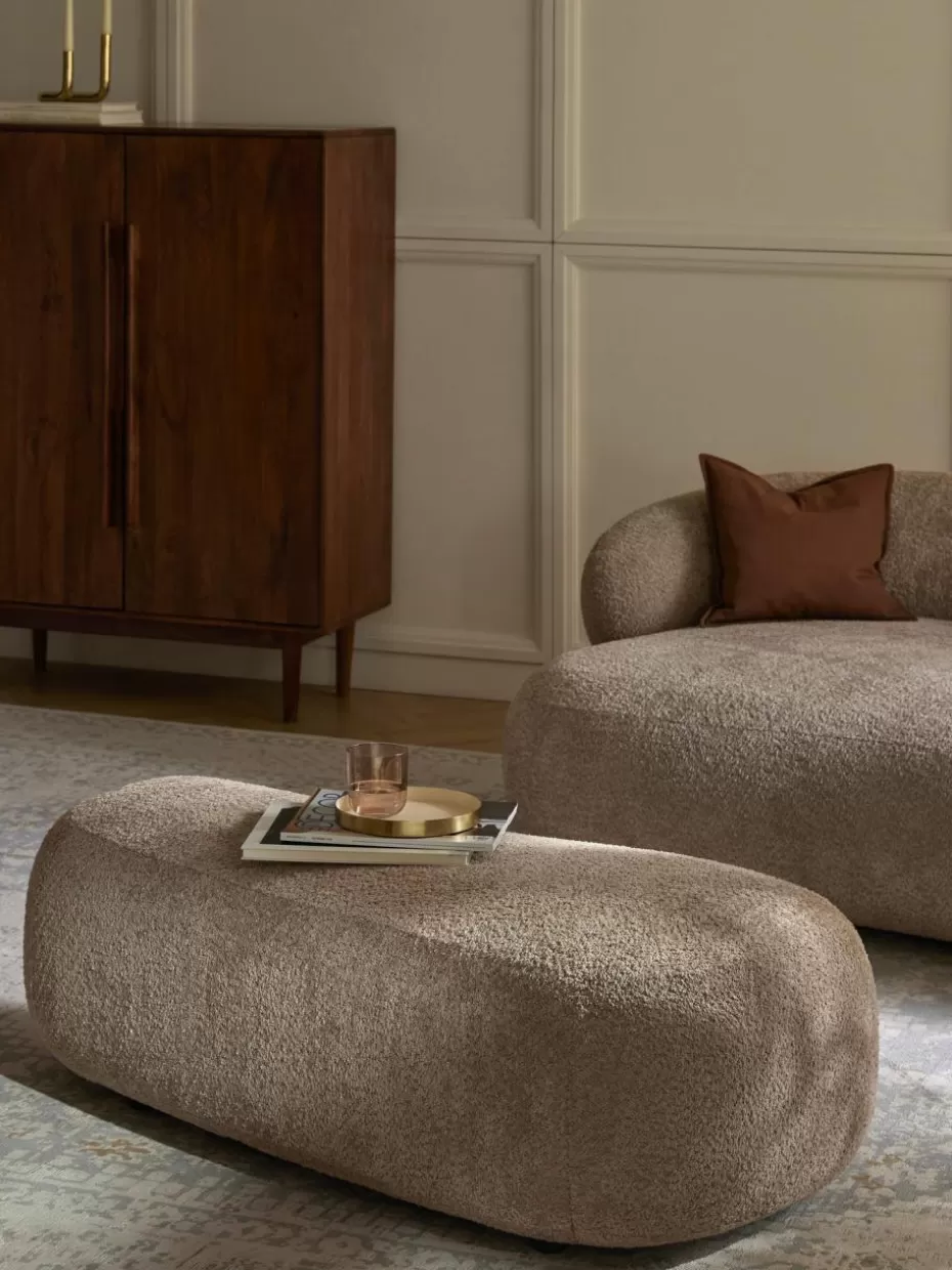 Hocker | Sofaserien-Westwing Collection XL-Hocker Alba aus Teddy-Bouclé Teddy-Bouclé Beige