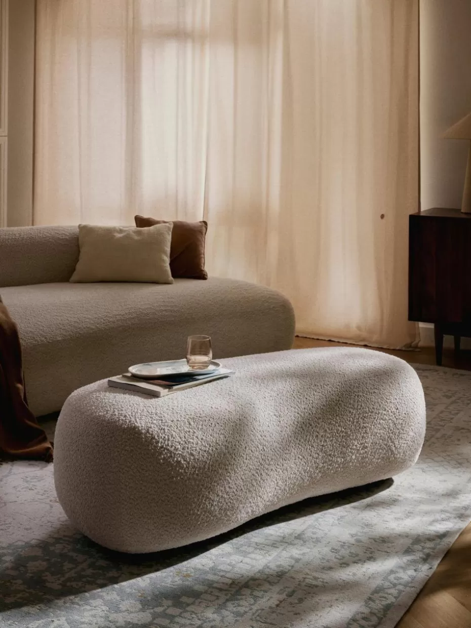 Hocker | Sofaserien-Westwing Collection XL-Hocker Alba aus Teddy-Bouclé Teddy-Bouclé Off White