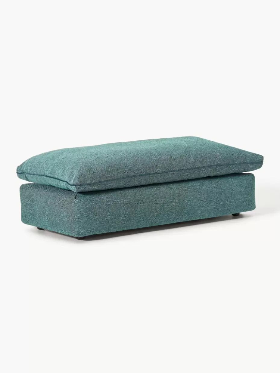 Hocker | Sofaserien-Westwing Collection XL-Hocker Felix Webstoff Türkisgrün