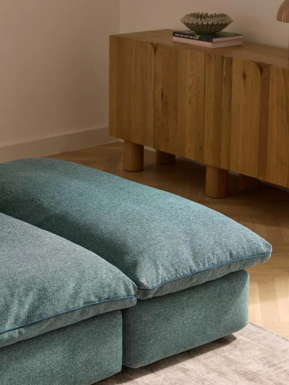 Hocker | Sofaserien-Westwing Collection XL-Hocker Felix Webstoff Türkisgrün