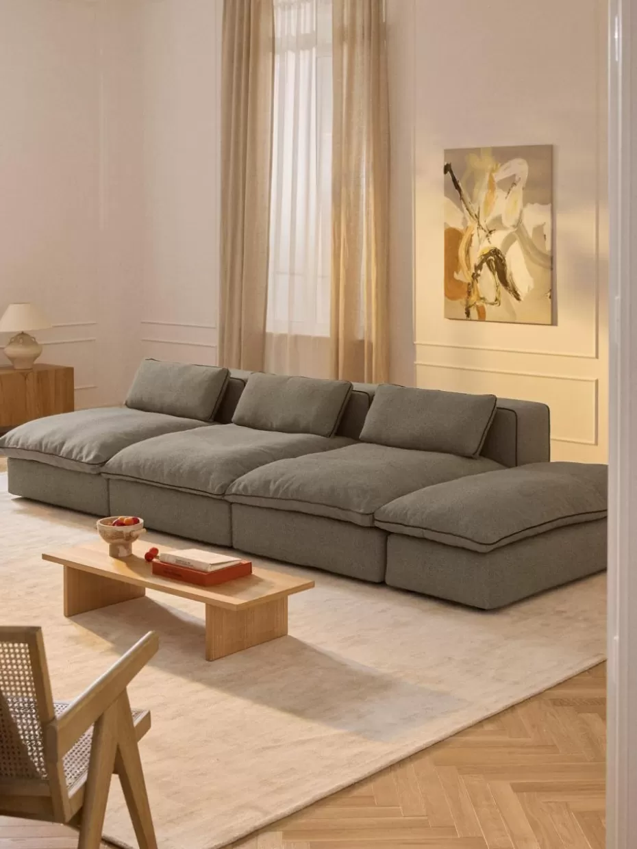 Hocker | Sofaserien-Westwing Collection XL-Hocker Felix Webstoff Dunkelgrau