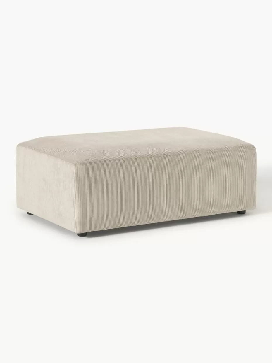 Hocker | Sofaserien-Westwing Collection XL-Hocker Melva aus Cord, B 116 x T 72 cm Cord Hellbeige