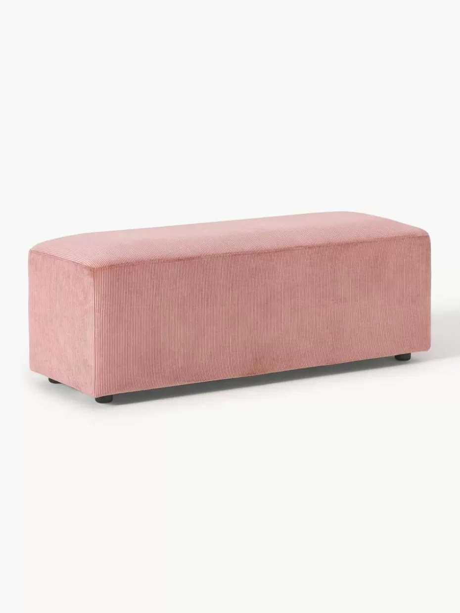 Hocker | Sofaserien-Westwing Collection XL-Hocker Melva aus Cord, B 116 x T 42 cm Cord Altrosa