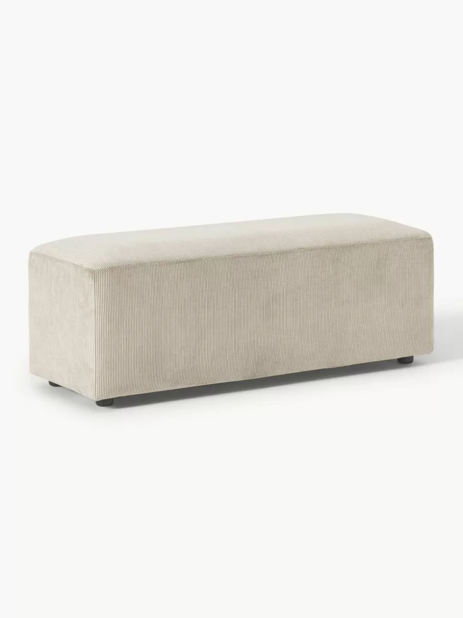 Hocker | Sofaserien-Westwing Collection XL-Hocker Melva aus Cord, B 116 x T 42 cm Cord Hellbeige