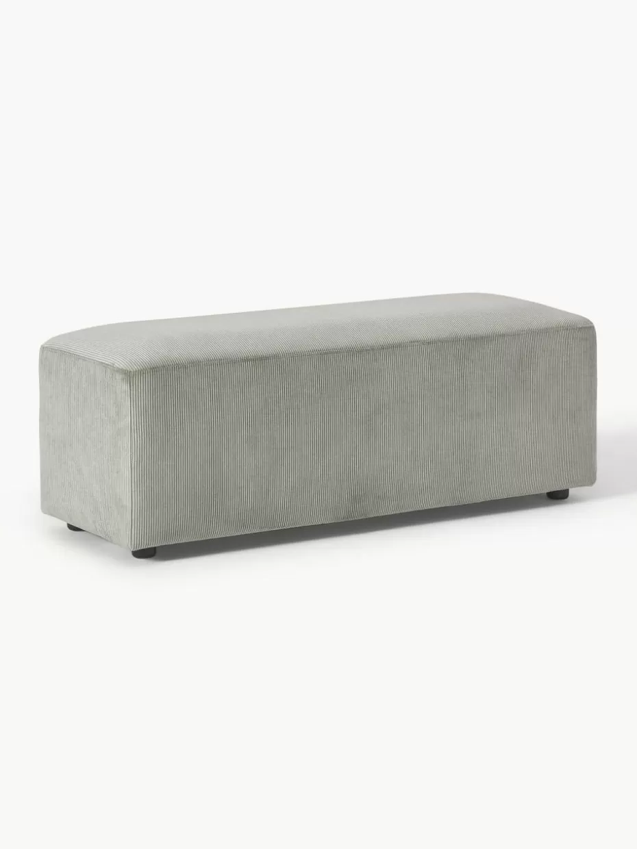 Hocker | Sofaserien-Westwing Collection XL-Hocker Melva aus Cord, B 116 x T 42 cm Cord Grau