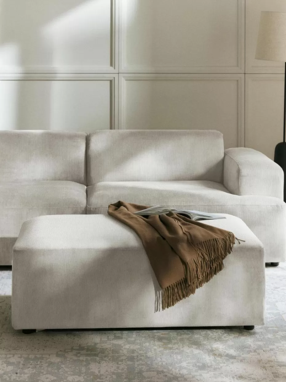 Hocker | Sofaserien-Westwing Collection XL-Hocker Melva aus Cord, B 116 x T 72 cm Cord Hellbeige