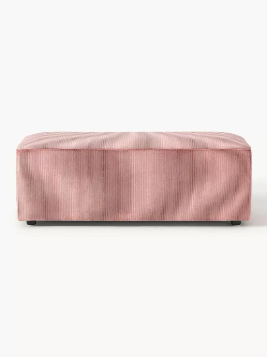 Hocker | Sofaserien-Westwing Collection XL-Hocker Melva aus Cord, B 116 x T 42 cm Cord Altrosa