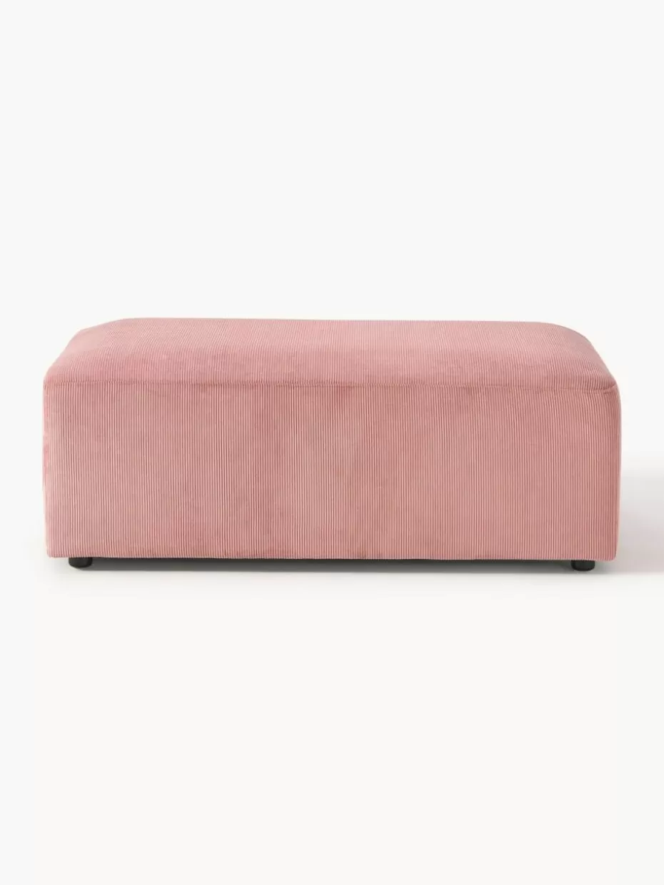 Hocker | Sofaserien-Westwing Collection XL-Hocker Melva aus Cord, B 116 x T 72 cm Cord Altrosa
