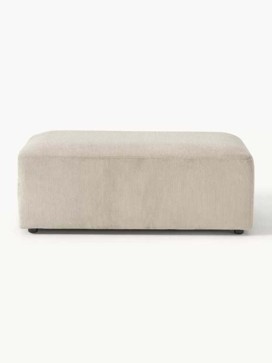 Hocker | Sofaserien-Westwing Collection XL-Hocker Melva aus Cord, B 116 x T 72 cm Cord Hellbeige
