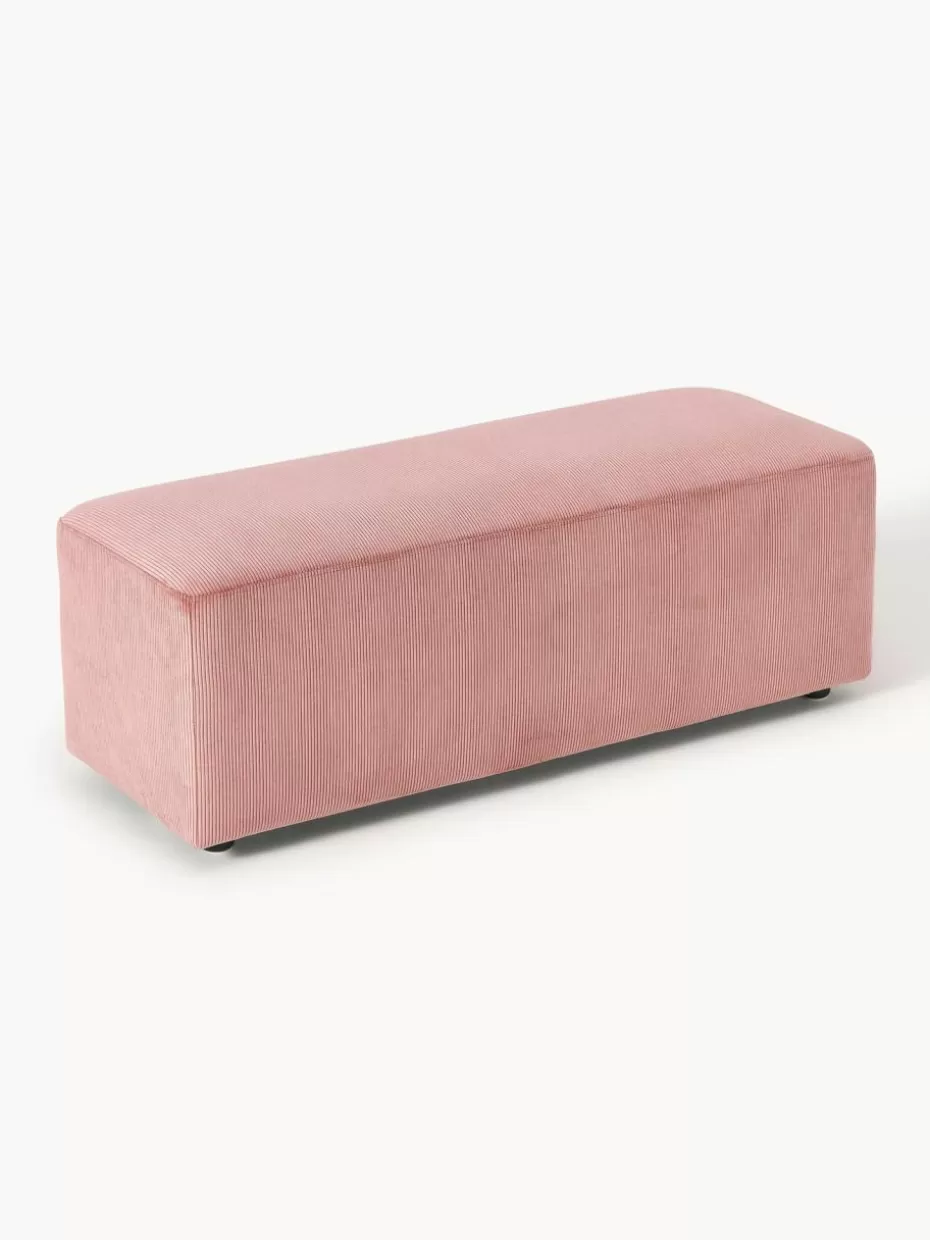 Hocker | Sofaserien-Westwing Collection XL-Hocker Melva aus Cord, B 116 x T 42 cm Cord Altrosa