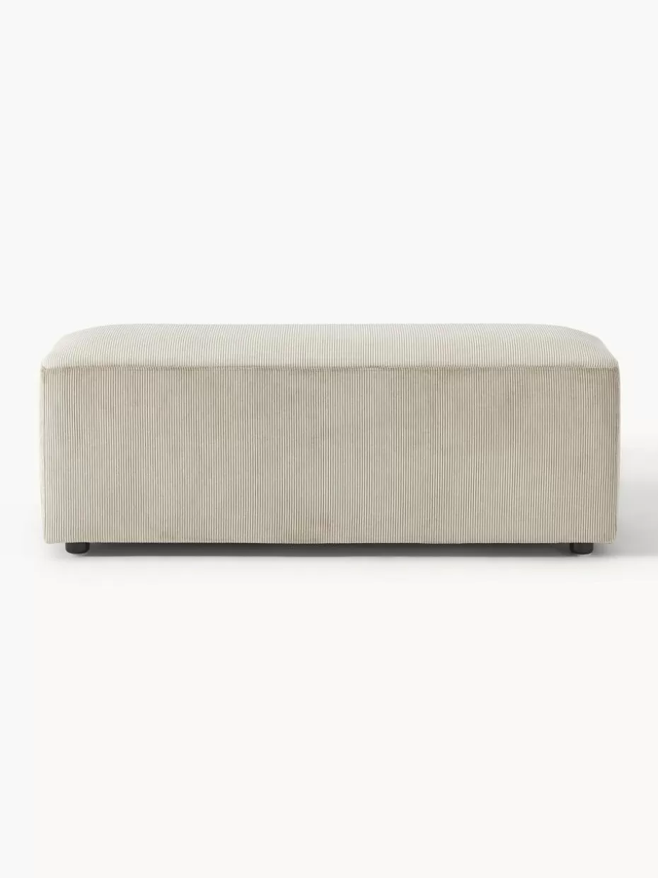 Hocker | Sofaserien-Westwing Collection XL-Hocker Melva aus Cord, B 116 x T 42 cm Cord Hellbeige