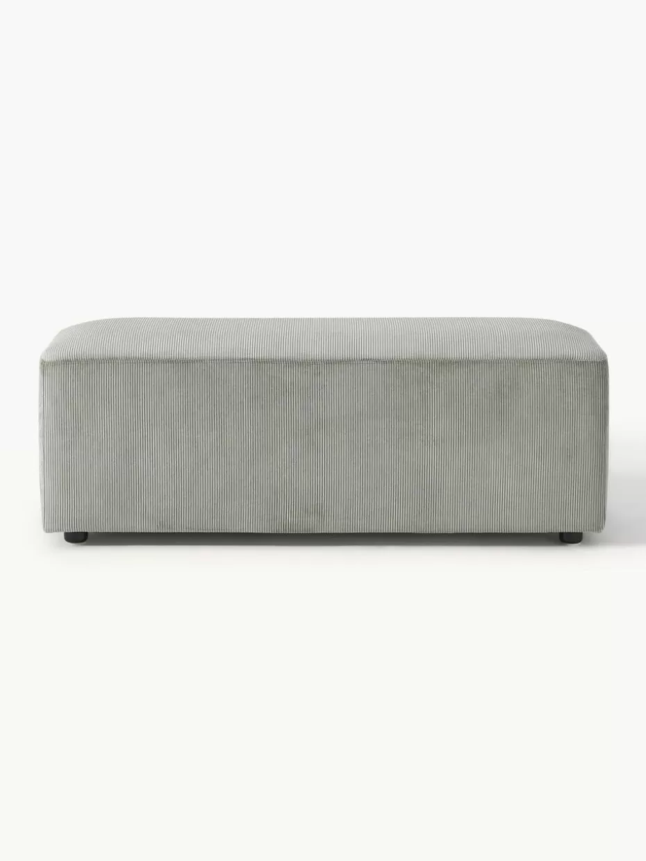 Hocker | Sofaserien-Westwing Collection XL-Hocker Melva aus Cord, B 116 x T 42 cm Cord Grau