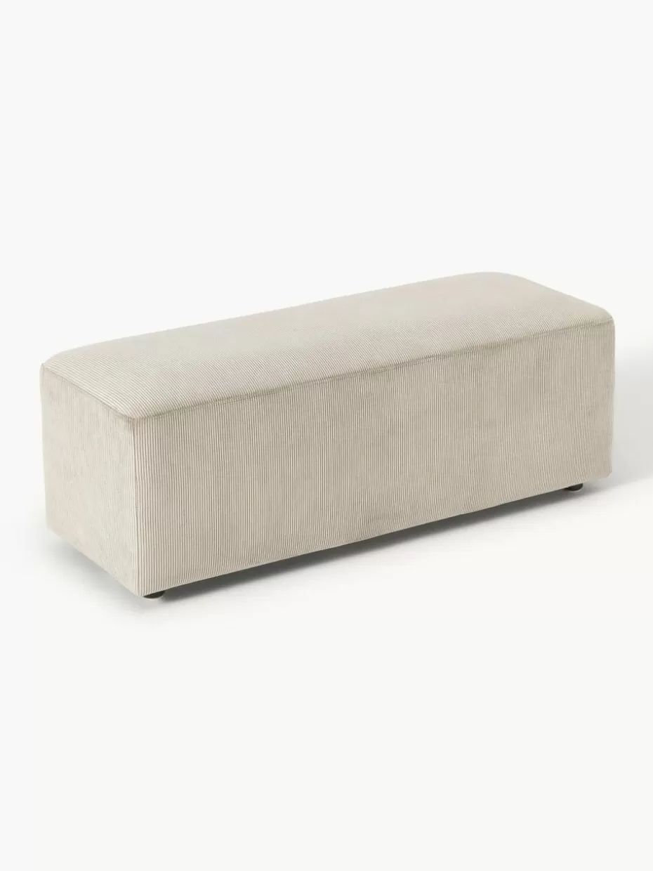 Hocker | Sofaserien-Westwing Collection XL-Hocker Melva aus Cord, B 116 x T 42 cm Cord Hellbeige
