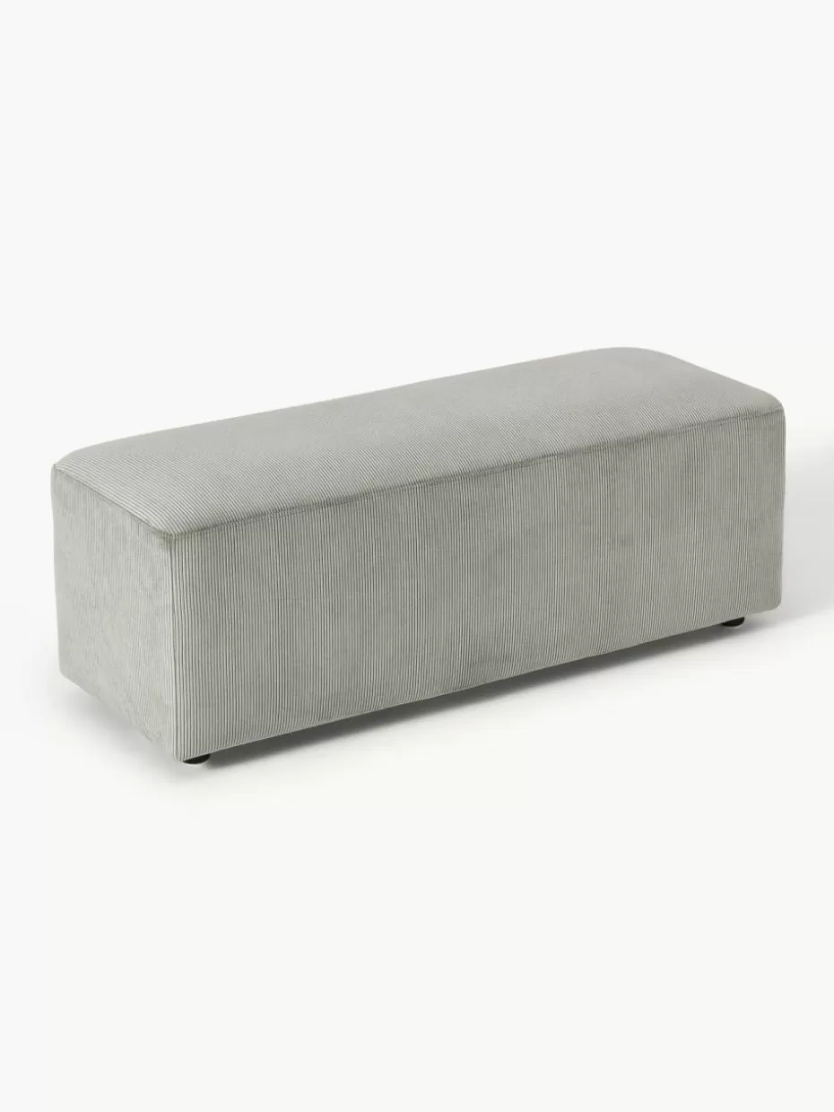 Hocker | Sofaserien-Westwing Collection XL-Hocker Melva aus Cord, B 116 x T 42 cm Cord Grau