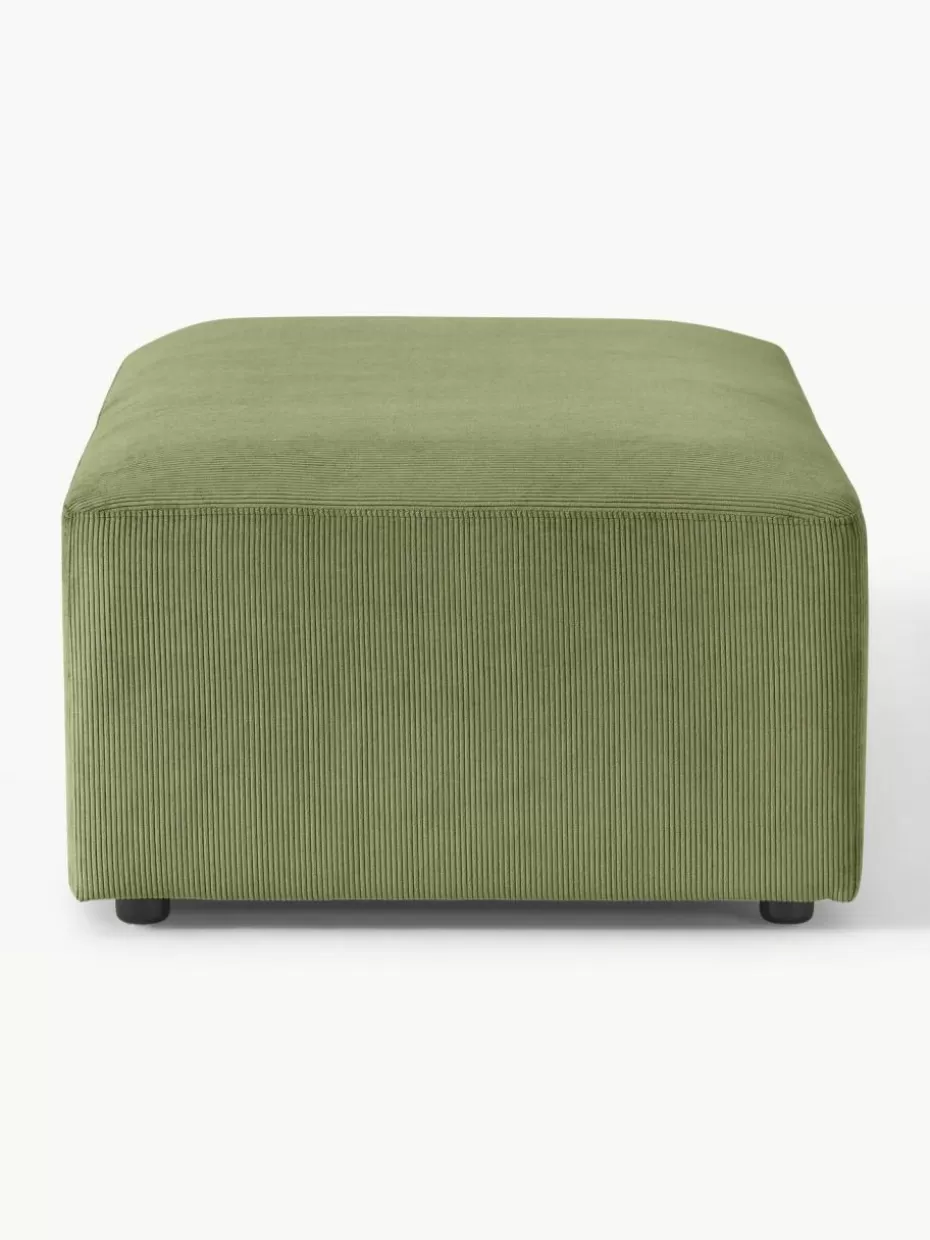 Hocker | Sofaserien-Westwing Collection XL-Hocker Melva aus Cord, B 116 x T 72 cm Cord Olivgrün