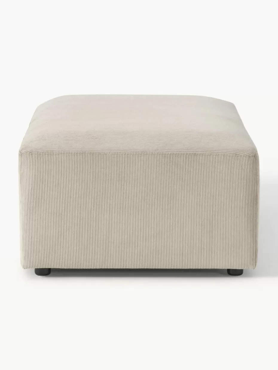 Hocker | Sofaserien-Westwing Collection XL-Hocker Melva aus Cord, B 116 x T 72 cm Cord Hellbeige