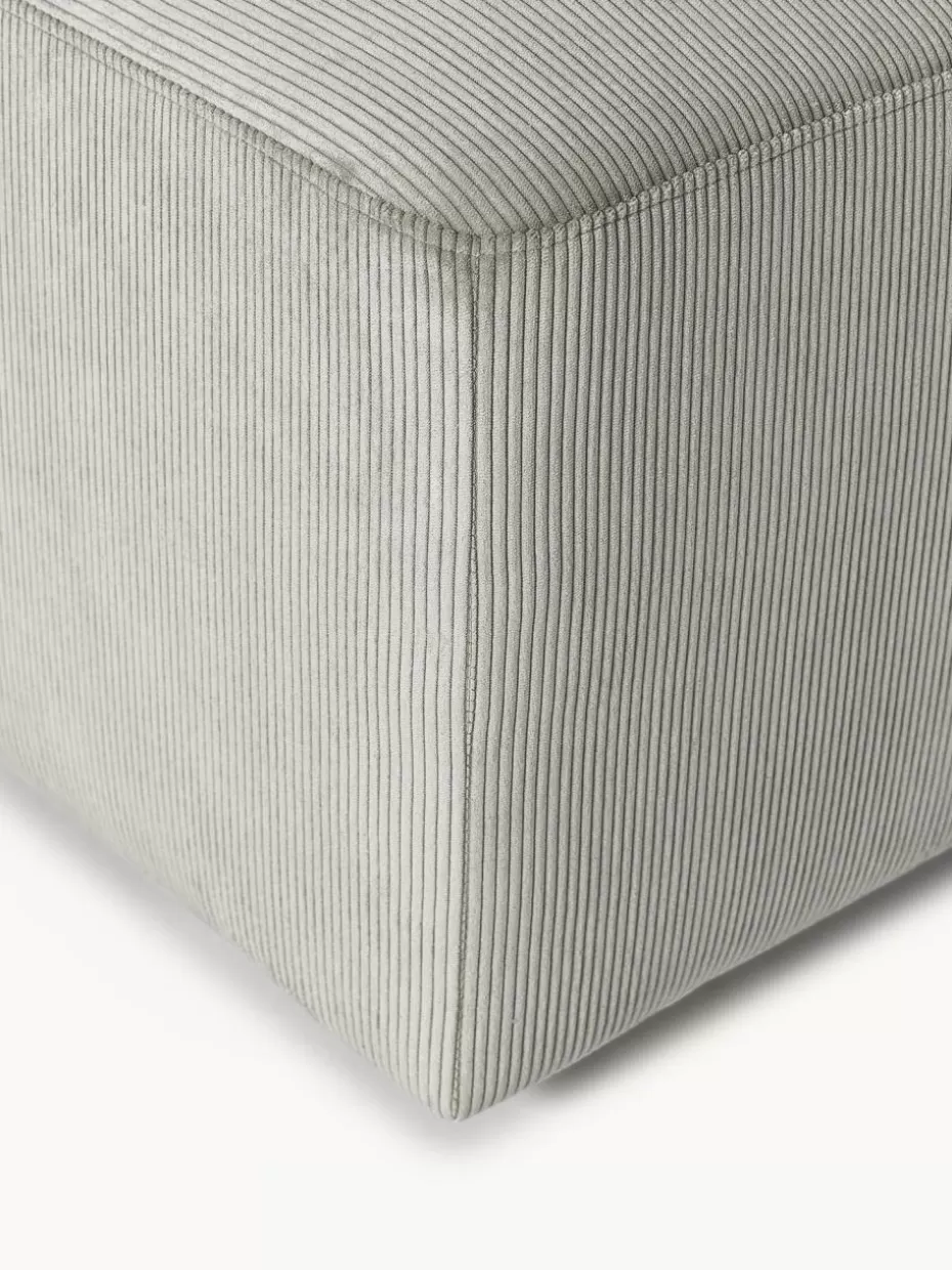 Hocker | Sofaserien-Westwing Collection XL-Hocker Melva aus Cord, B 116 x T 72 cm Cord Grau