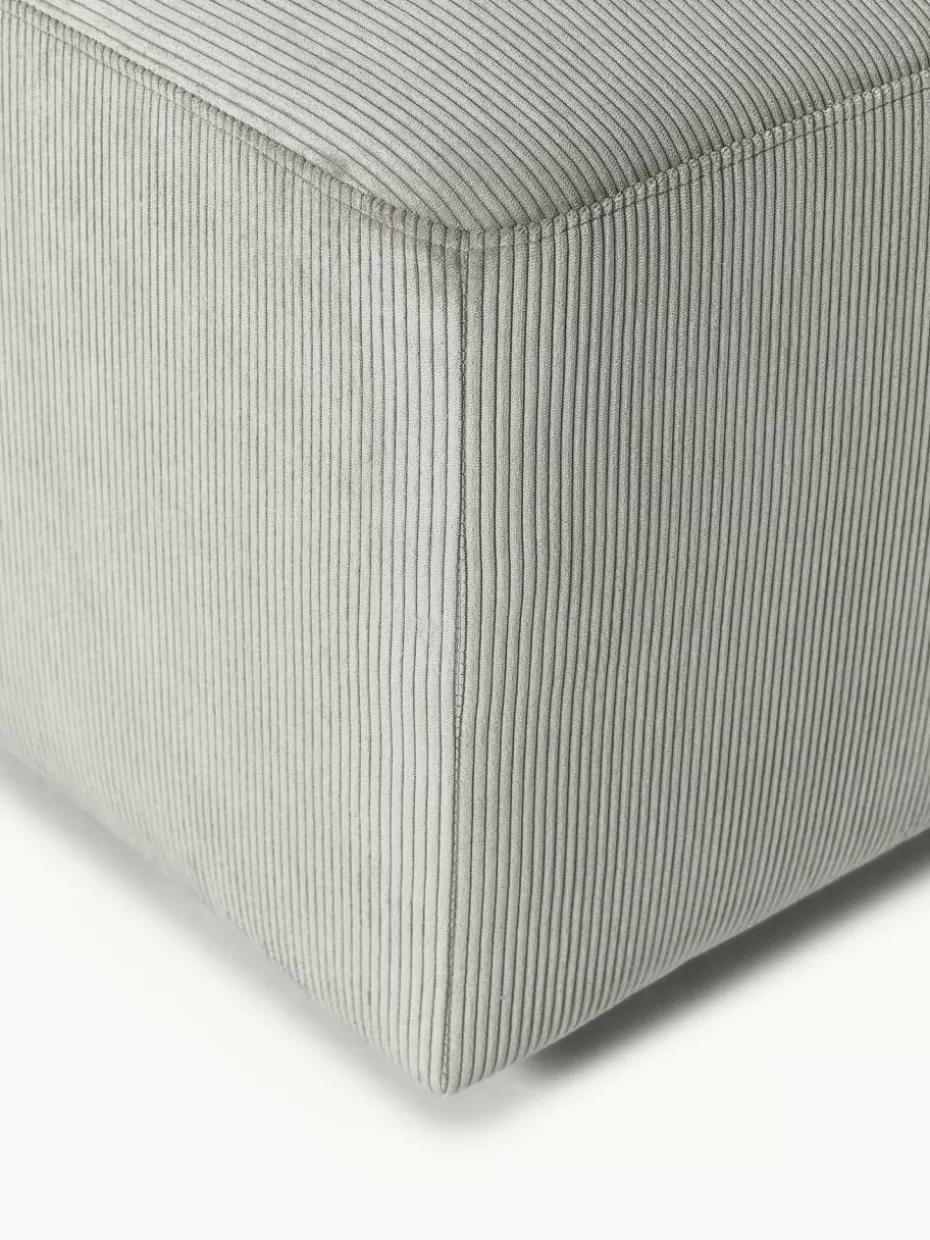 Hocker | Sofaserien-Westwing Collection XL-Hocker Melva aus Cord, B 116 x T 42 cm Cord Grau