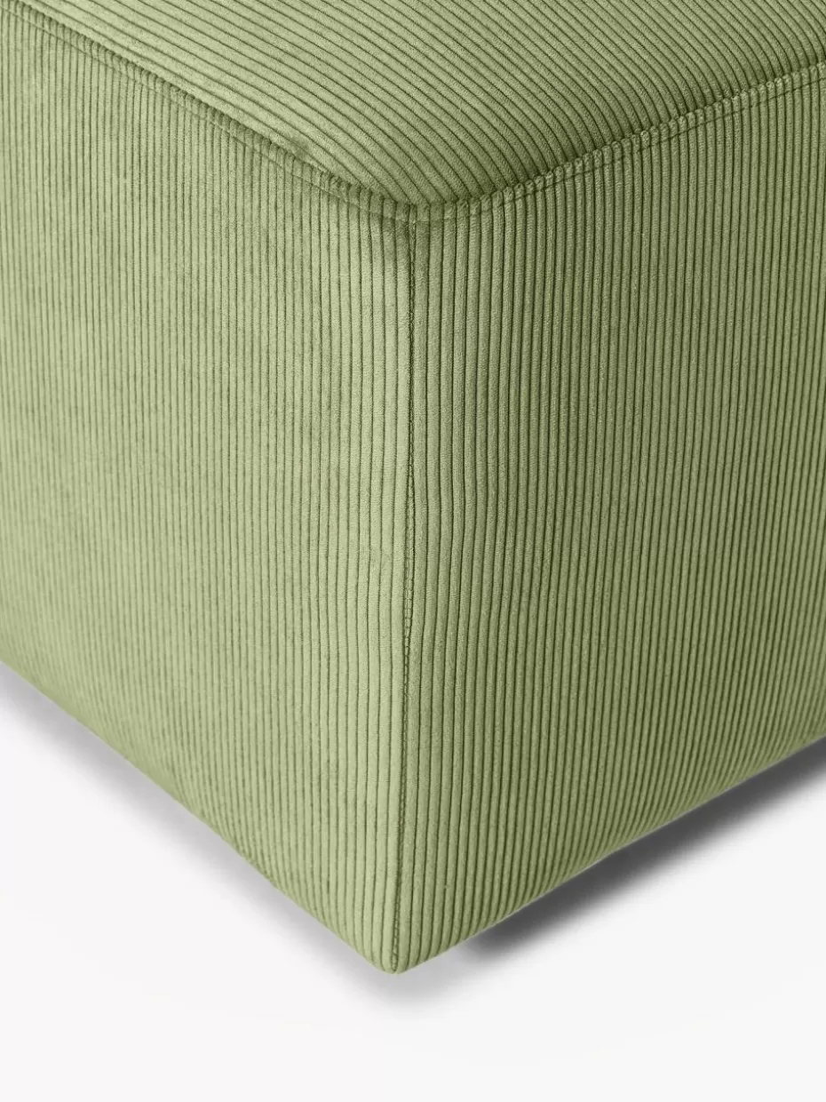 Hocker | Sofaserien-Westwing Collection XL-Hocker Melva aus Cord, B 116 x T 42 cm Cord Olivgrün