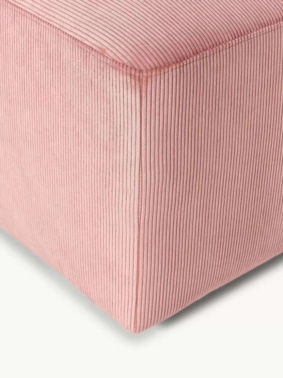 Hocker | Sofaserien-Westwing Collection XL-Hocker Melva aus Cord, B 116 x T 72 cm Cord Altrosa