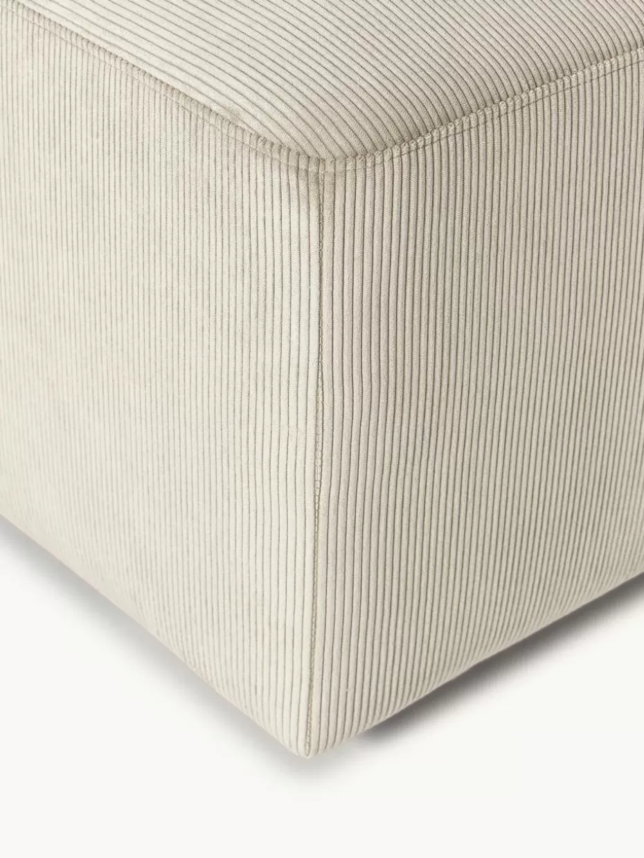 Hocker | Sofaserien-Westwing Collection XL-Hocker Melva aus Cord, B 116 x T 72 cm Cord Hellbeige