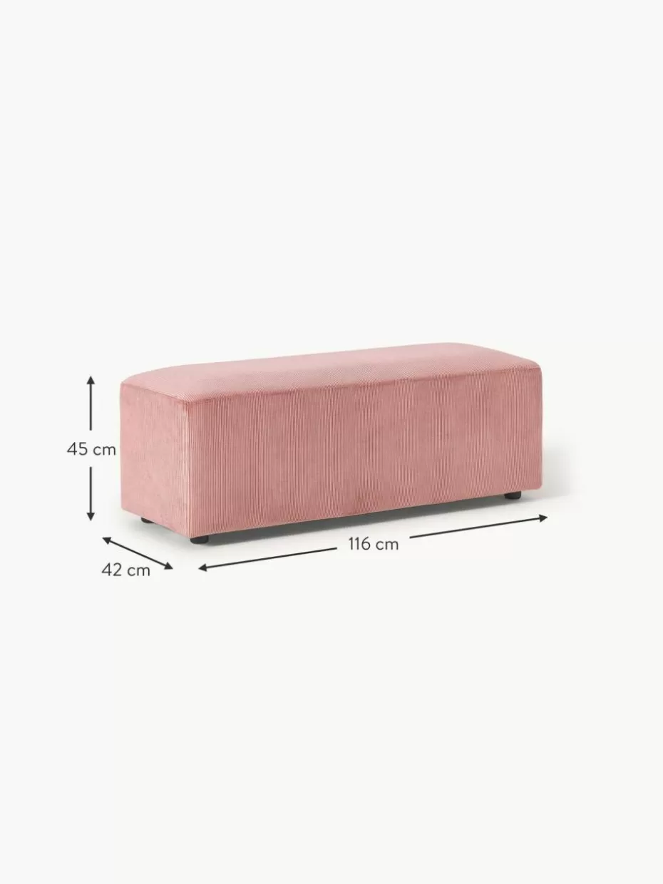Hocker | Sofaserien-Westwing Collection XL-Hocker Melva aus Cord, B 116 x T 42 cm Cord Altrosa