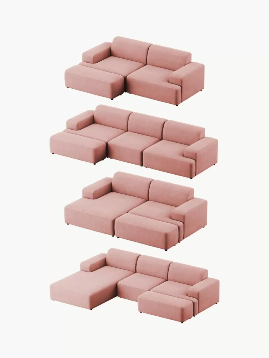 Hocker | Sofaserien-Westwing Collection XL-Hocker Melva aus Cord, B 116 x T 42 cm Cord Altrosa