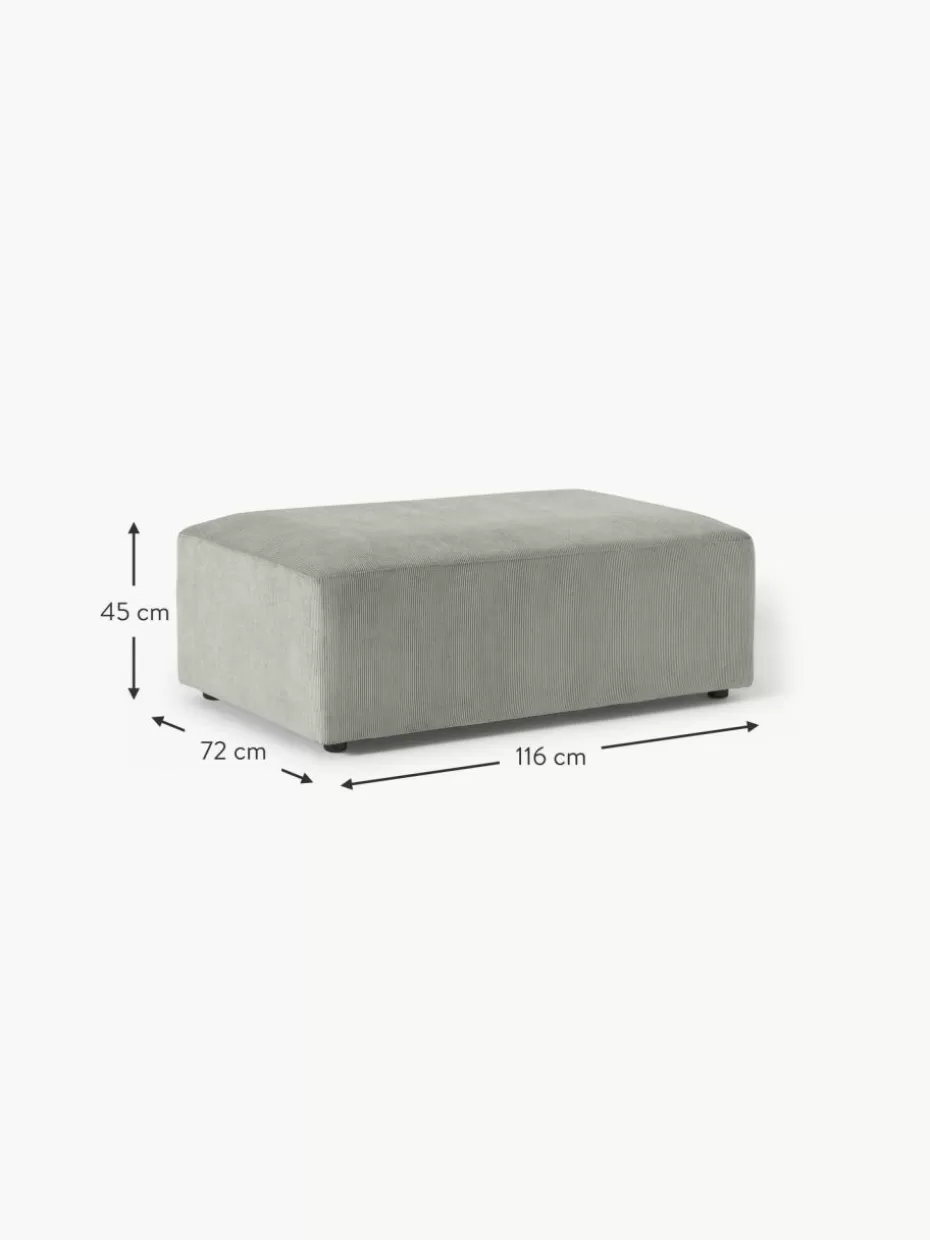 Hocker | Sofaserien-Westwing Collection XL-Hocker Melva aus Cord, B 116 x T 72 cm Cord Grau