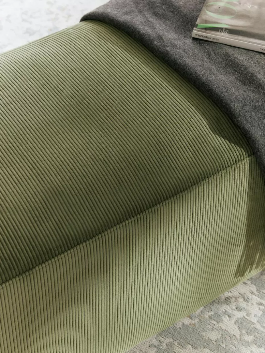 Hocker | Sofaserien-Westwing Collection XL-Hocker Melva aus Cord, B 116 x T 42 cm Cord Olivgrün