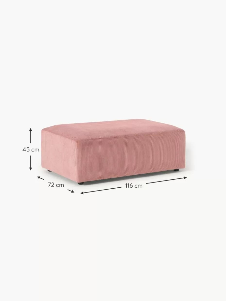 Hocker | Sofaserien-Westwing Collection XL-Hocker Melva aus Cord, B 116 x T 72 cm Cord Altrosa