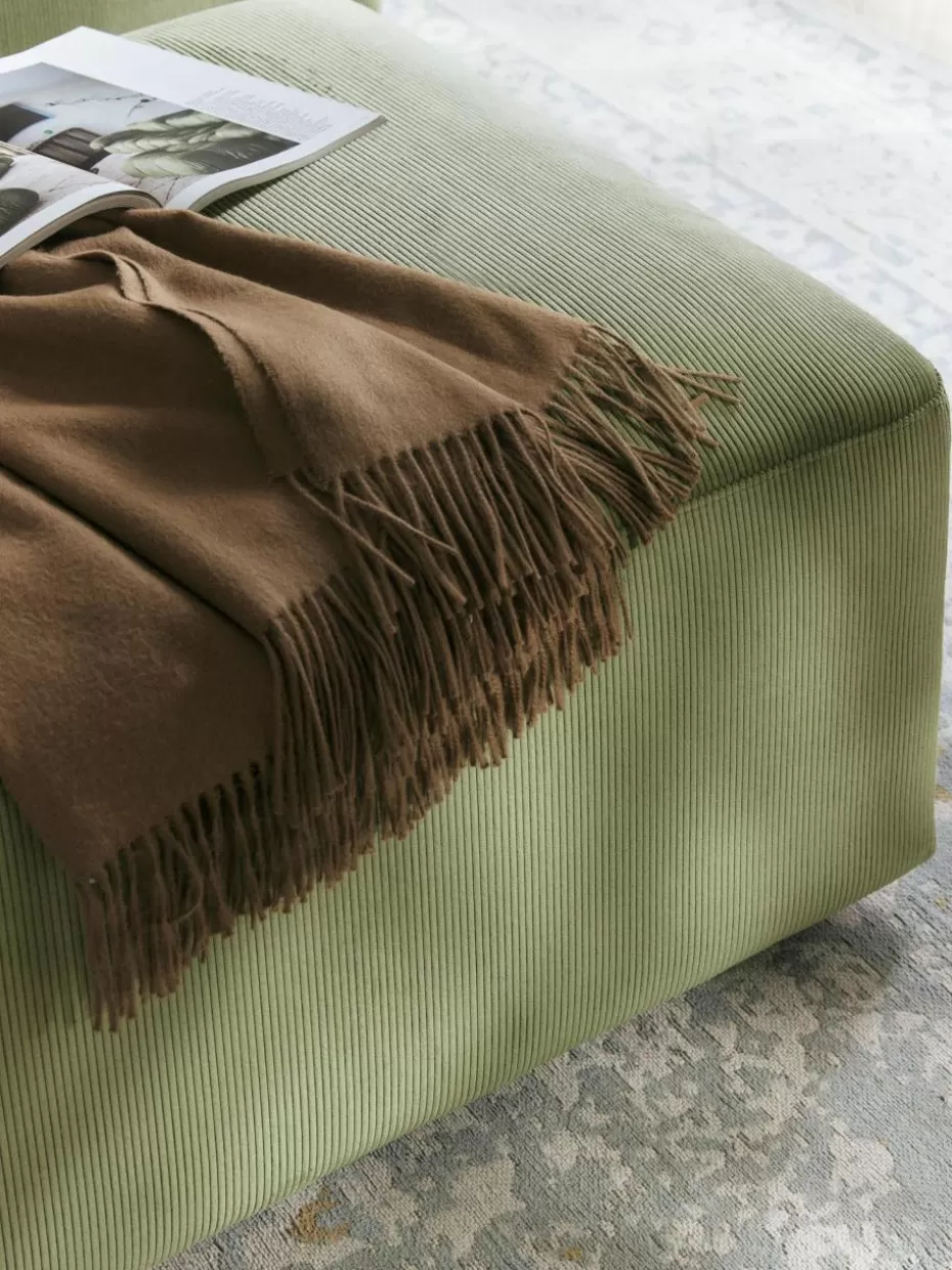 Hocker | Sofaserien-Westwing Collection XL-Hocker Melva aus Cord, B 116 x T 72 cm Cord Olivgrün