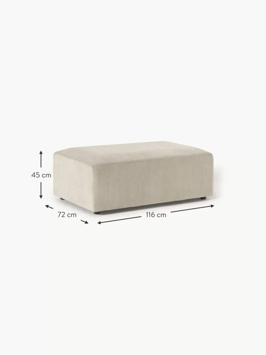 Hocker | Sofaserien-Westwing Collection XL-Hocker Melva aus Cord, B 116 x T 72 cm Cord Hellbeige