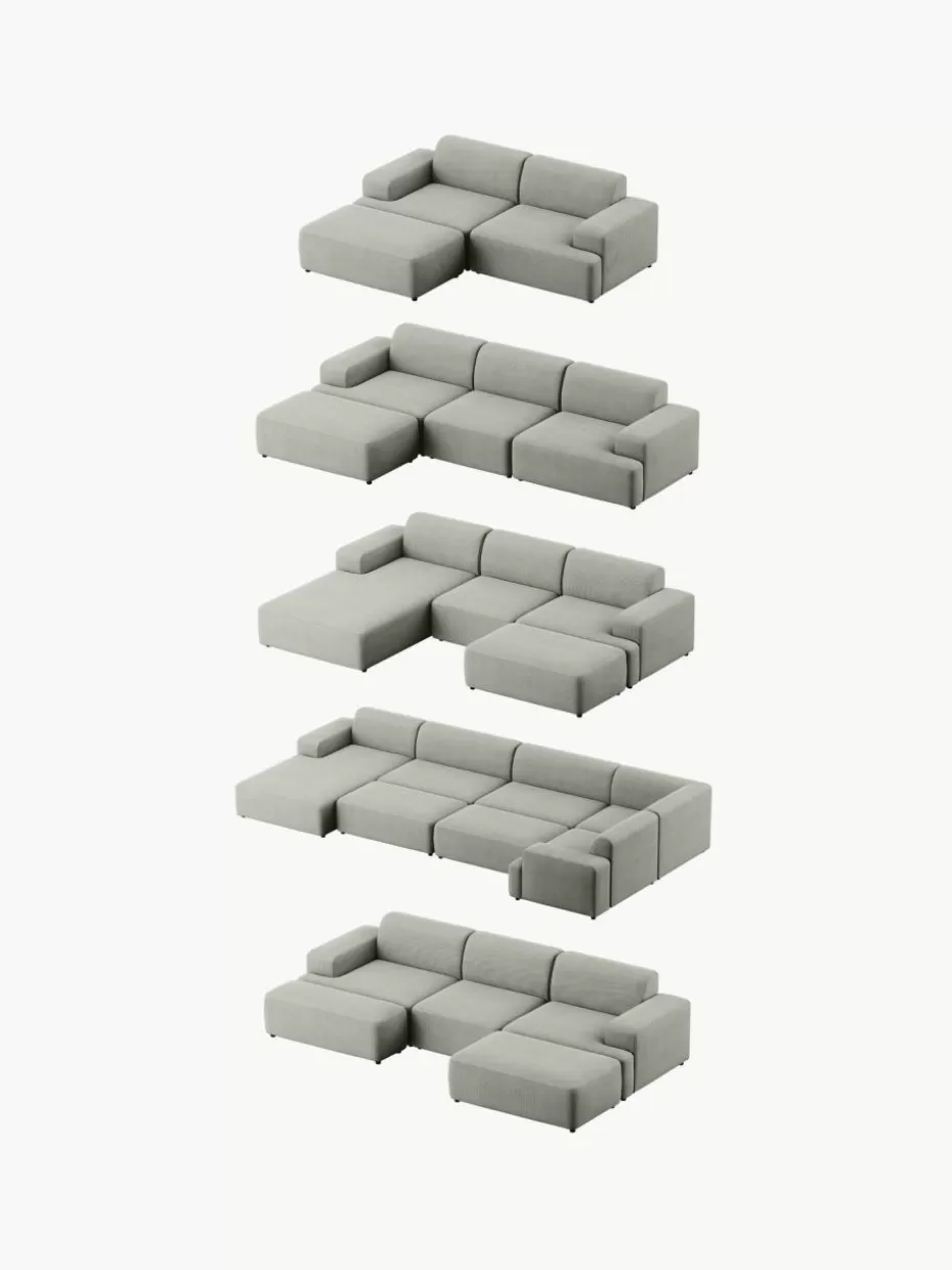 Hocker | Sofaserien-Westwing Collection XL-Hocker Melva aus Cord, B 116 x T 72 cm Cord Grau