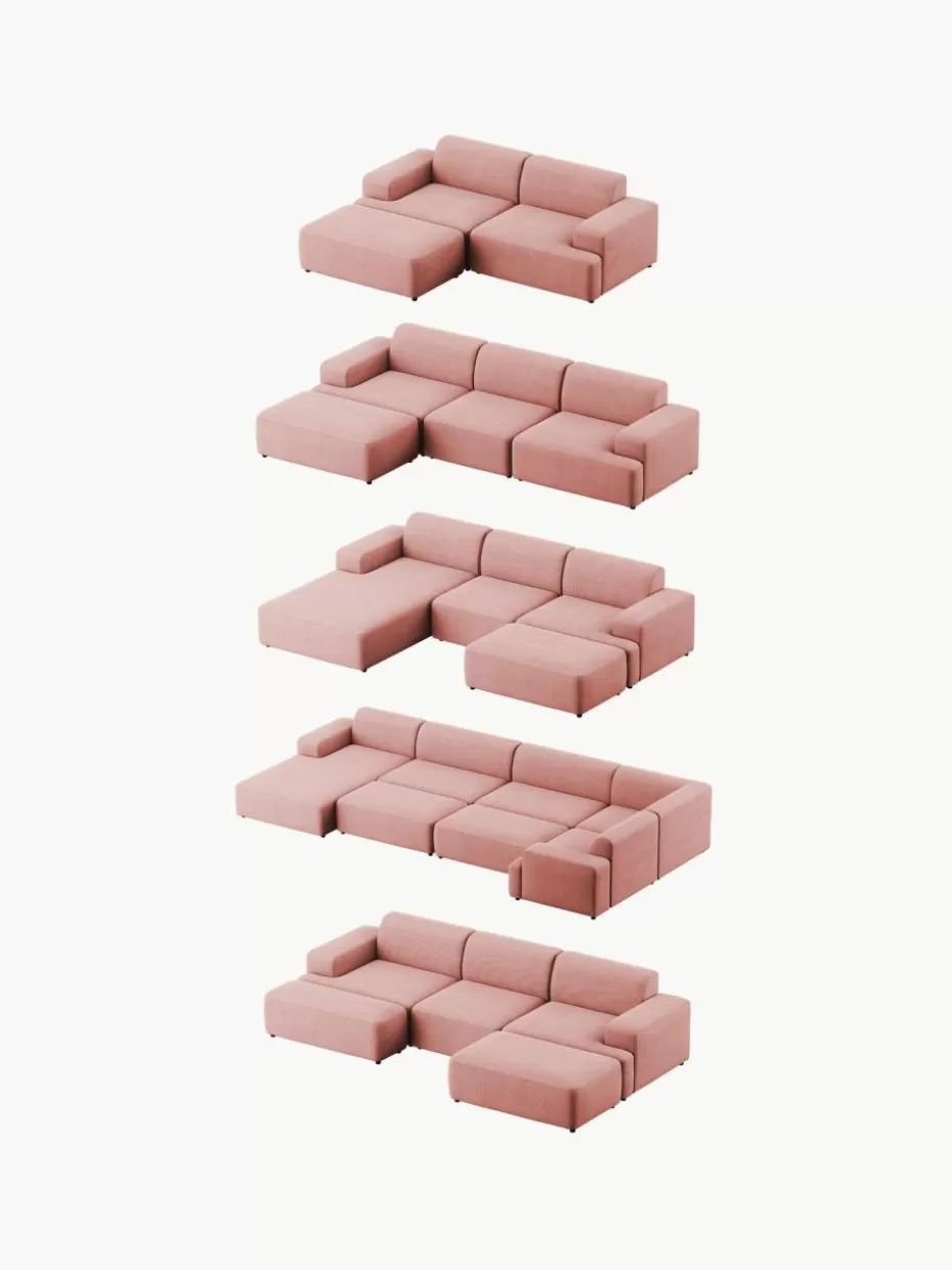 Hocker | Sofaserien-Westwing Collection XL-Hocker Melva aus Cord, B 116 x T 72 cm Cord Altrosa