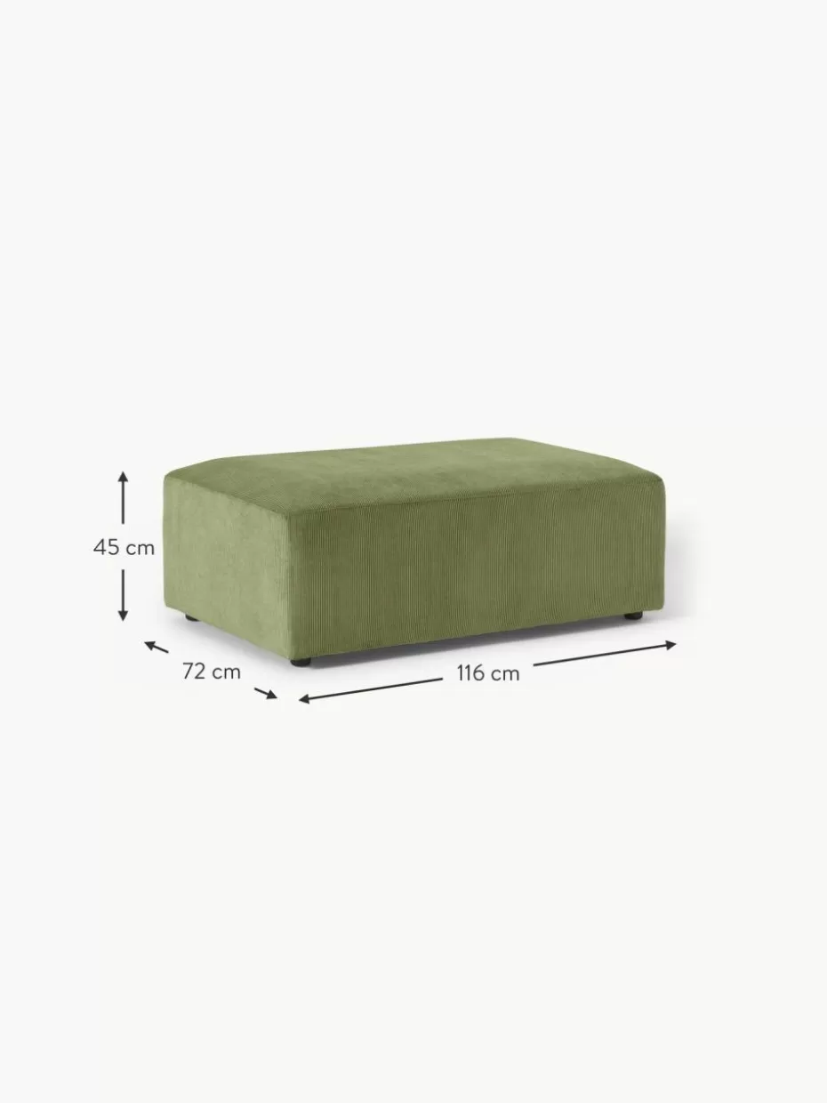 Hocker | Sofaserien-Westwing Collection XL-Hocker Melva aus Cord, B 116 x T 72 cm Cord Olivgrün